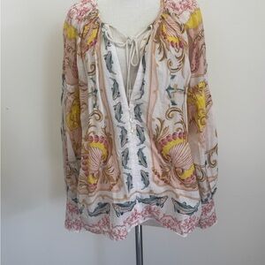 FARM Rio Pastel Multi Shell-Print Blouse